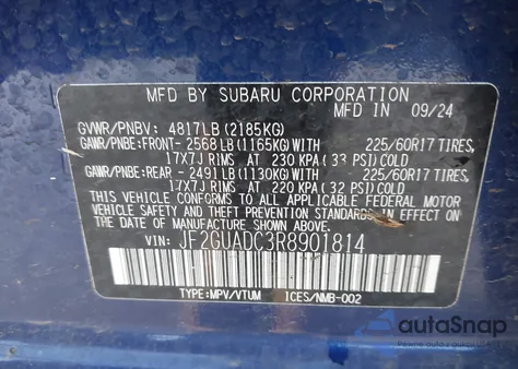 2024 Subaru Crosstrek Premium from USA, damaged, VIN JF2GUADC3R8901814